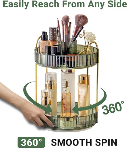 360 Rotating Makeup Organizer, 2 Tier Large Capacity Make Up Organizers and - Image 3