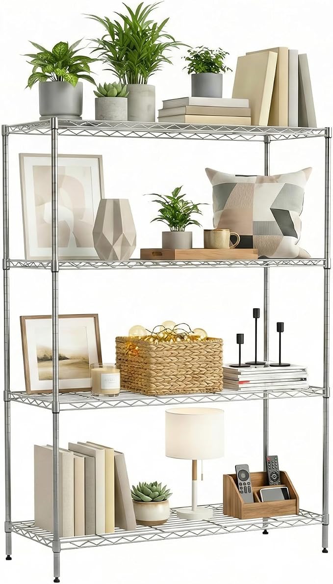 BestOffice 4-Tier Wire Shelving Unit, 1000 LBS Heavy Duty Metal Storage Shelves by BestOffice