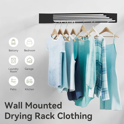 Wall Mounted Clothes Drying Rack, 5 Aluminum Rods, Collapsible, 32 inches - Image 4