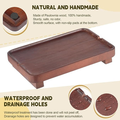 Wood Riser Small Decorative Tray Sink Soap Dish, Vanity Tray Pedestal Stand 9 x - Image 5