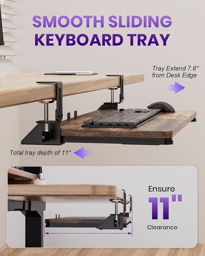 Ergonomic Mouse & Keyboard Tray Under Desk, Pull Out - Image 4
