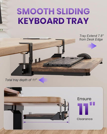 Ergonomic Mouse & Keyboard Tray Under Desk, Pull Out - Image 4