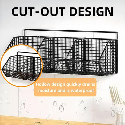 Hanging Wire Fruit Basket with Adhesive Hooks, Hanging Fruit Baskets - Image 4