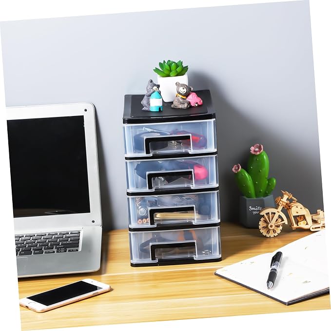 Angoily 4 Drawer Desk Organizer, Plastic Home Office Storage Organizer - Image 2
