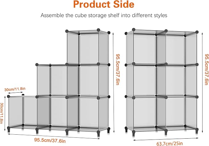 HOMIDEC 6 Light Grey Cube Storage Organizer, Modular Storage Shelf - Image 3