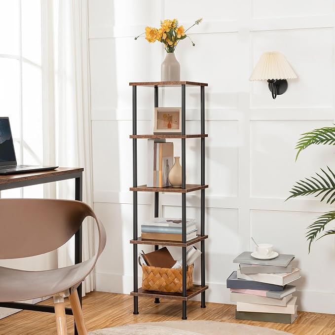 HOOBRO 5-Tier Corner Shelf Stand, Corner Square Rack Display Shelf, Tall - Image 2