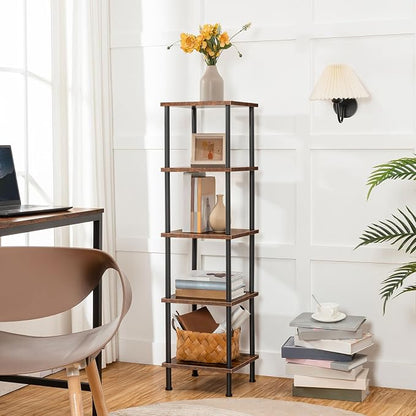 HOOBRO 5-Tier Corner Shelf Stand, Corner Square Rack Display Shelf, Tall - Image 2