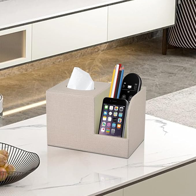 PU Leather Square Tissue Box Cover, Tissue Box - Image 5