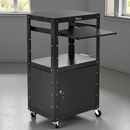 YITAHOME Rolling AV Cart with Wheels & Locking Cabinet, Keyboard Tray & 16.4ft by YITAHOME