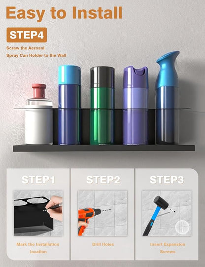 sogiv 4 Pack Spray Can Holder Organizer, Wall-Mounted Steel Spray Bottle Rack - Image 5
