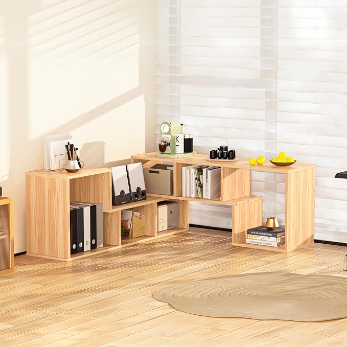 Recaceik Cube Bookshelf 2 Shelf Bookcase L-Shaped TV Console Stand Modern - Image 4