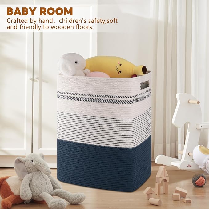 Laundry Hamper, Large Woven Rope Tall Laundry Basket - Image 2