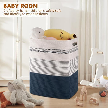 Laundry Hamper, Large Woven Rope Tall Laundry Basket - Image 2
