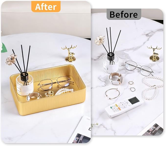 PU Leather Valet Tray Organizer, Modern Nightstand Organizer Bedside Desktop - Image 3