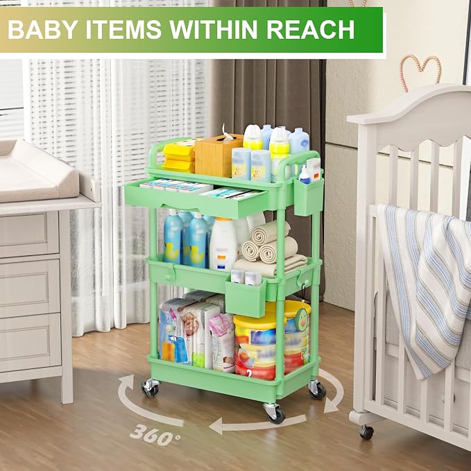 Goovilla 3 Tier Rolling Utility Cart Organizer - Image 6