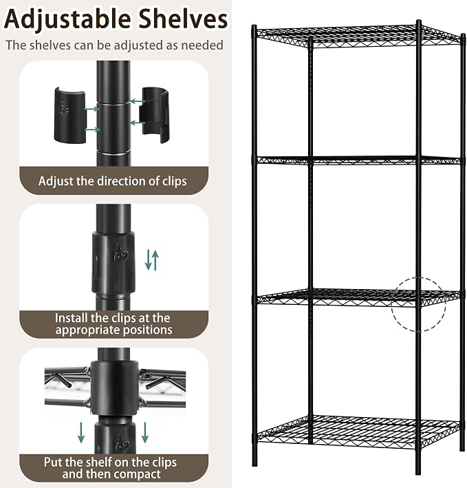 Wire Storage Standing Shelf Rack Tower, Corner Metal Shelving Unit - Image 6