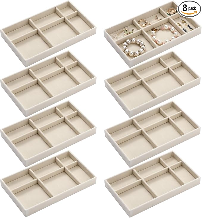 Highergo 8 Pcs Velvet Jewelry Trays Stackable Drawers Organizer Ring Earring by Highergo