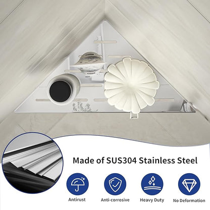 Corner Shower Shelf 10" Polished 304 Stainless Steel Recessed Corner Shelves - Image 3
