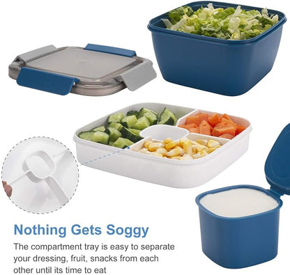 Salad Lunch Container To Go, 2 Packs 52-oz Salad Bowls to go - Image 3