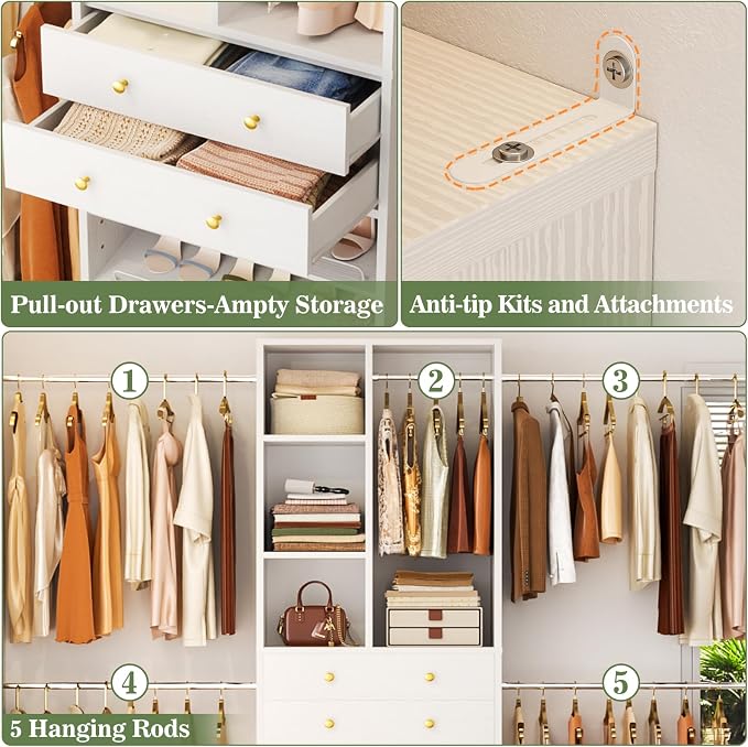 Besiost Closet System, 4.2–8.8 FT Closet Organizer - Image 6