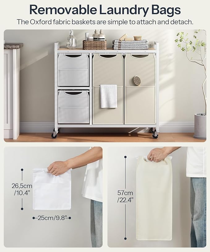 HOOBRO Laundry Sorter with 4 Section, 39 Gal. Laundry Hamper with Wheels - Image 5