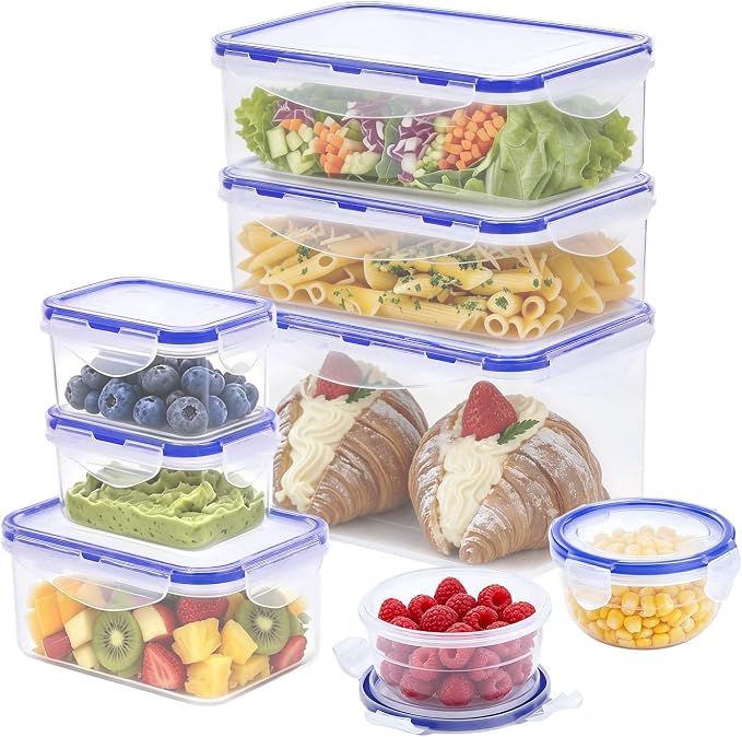 KIGI Food Storage Containers, 4-Sided Locking Lids, Airtight & Stackable by KIGI