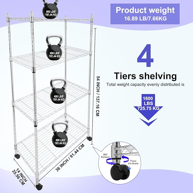 Whitmor 4 Tier Storage Shelves, Heavy Duty - Image 3