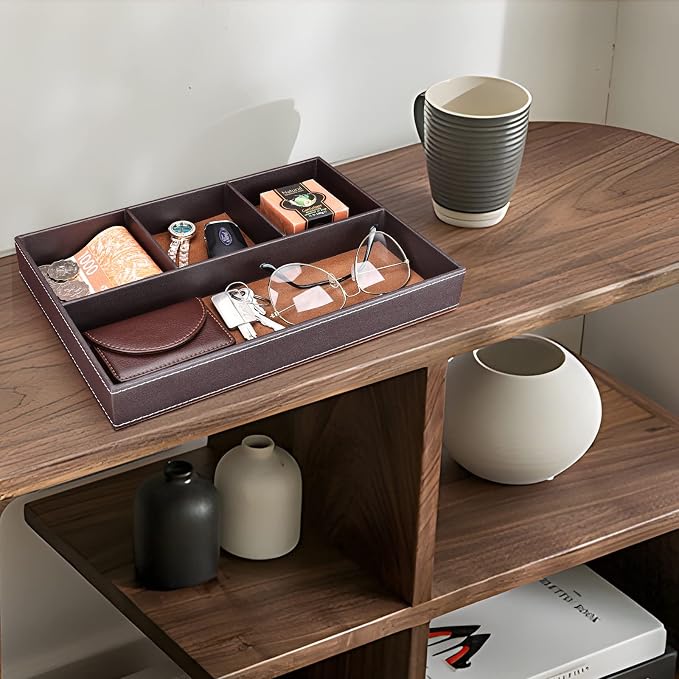 GORESE 2 Pieces Faux Leather Valet Tray - Image 5