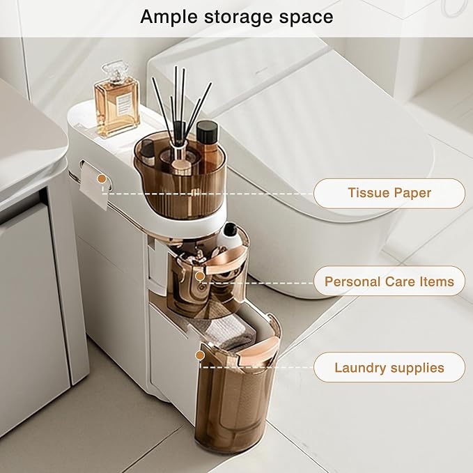 VECELO 2-Tier Slim Bathroom Storage Cabinet - Image 5