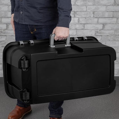 22 Gallon Heavy Duty Plastic Wheeled Footlocker Storage Trunk, - Image 4