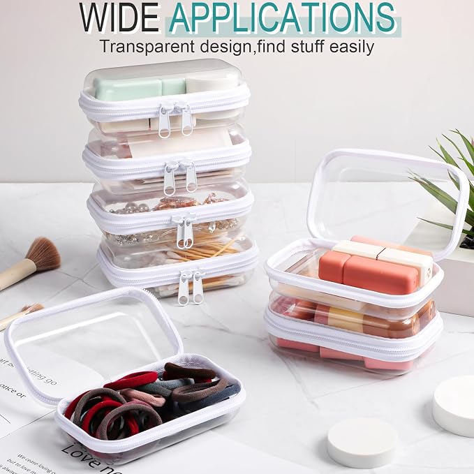 Sanwuta 6 Pcs Clear Hard Zipper Case Hard Plastic Zipper Pouches Transparent - Image 6