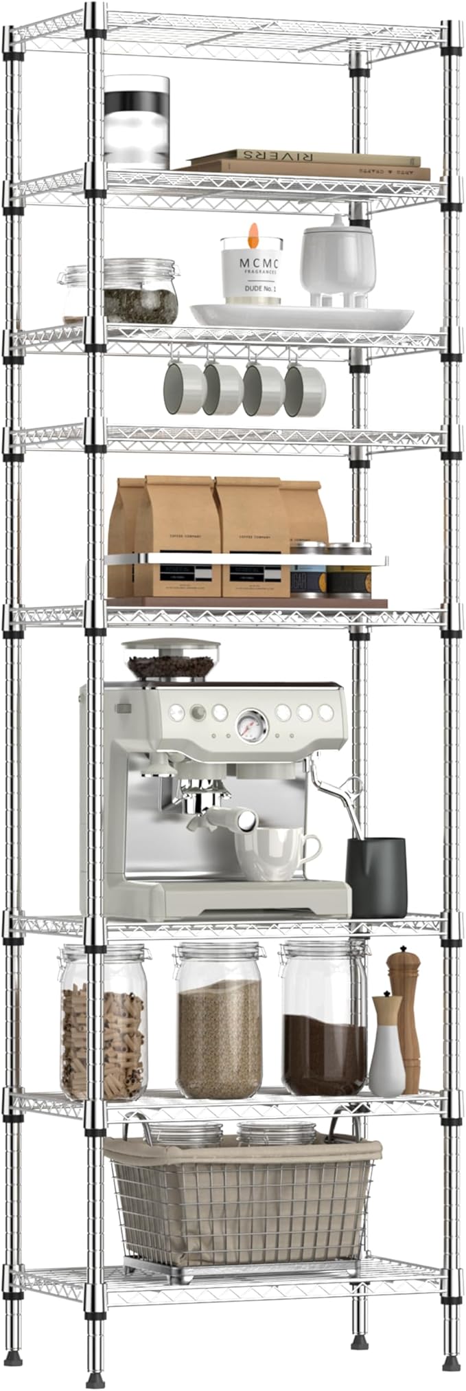 IZEUK 8 Tier Adjustable Metal Storage Shelving Unit, Heavy Duty Standing Rack by IZEUK