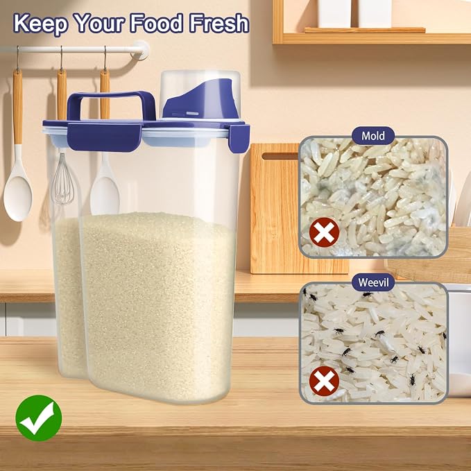 Komzon Rice Container, Airtight Rice Storage Container 10lb, Cereal Containers - Image 6