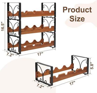 X-cosrack Wine Rack Countertop, 3-Tier 12 Bottles Small Wine Rack Stackable - Image 9