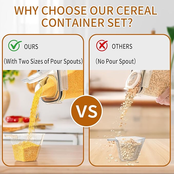 HKJ Chef Cereal Containers Storage Set, Cereal Dispensers - Image 6