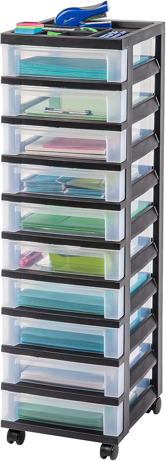 IRIS USA 2 Pack 10-Drawer Plastic Storage Rolling Organizer Cart - Image 4