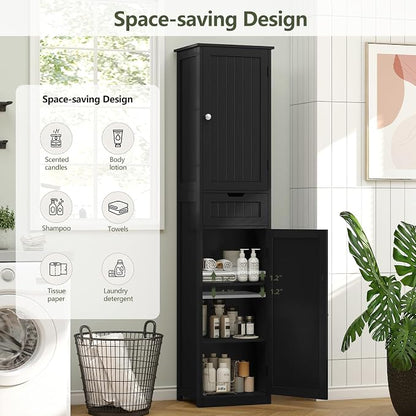 Iwell Tall Black Bathroom Cabinet - Image 4