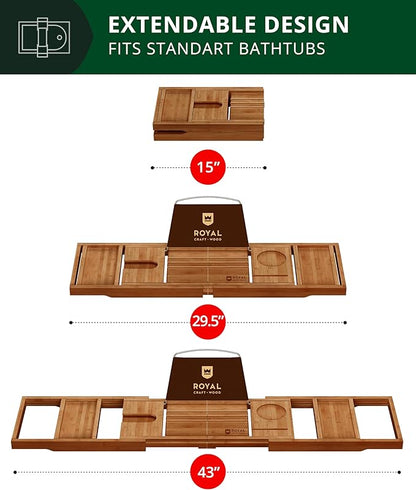 ROYAL CRAFT WOOD Premium Foldable Bathtub Tray Caddy - Image 5