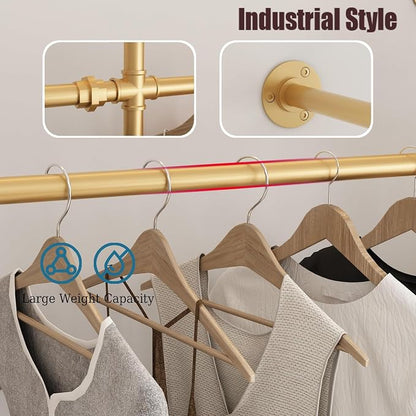 Gold Pipe Clothing Rack Wall Mounted, Industrial Pipe Clothes Racks - Image 4