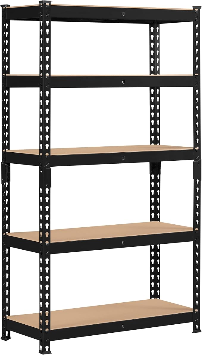 Topeakmart 5-Tier Utility Shelves, Metal Storage Shelves, Adjustable Shelving by Topeakmart