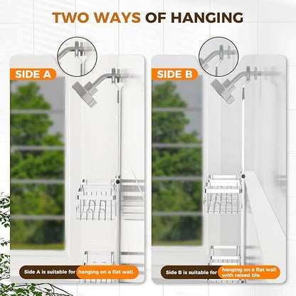 REINHARDT Adjustable Shower Caddy Hanging Split Shower Caddy - Image 9