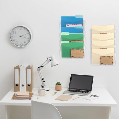 EASEPRES 8 Pack Clear Single Pocket Hanging File Organizer, Plastic Wall Mount - Image 5