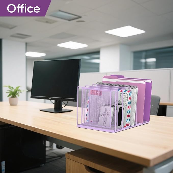 File Organizer for Desk, 5-Section Vertical File Sorter, Paper Holder Organizer - Image 9