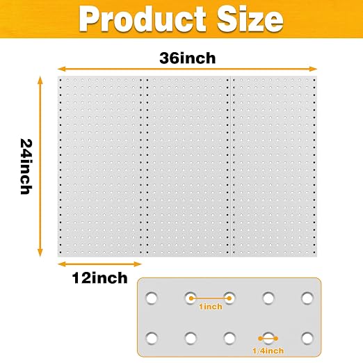 Pegboard Smith Metal Pegboard Panels 12" x 24", 3 Pack Grey Wall Mounted Tool - Image 4