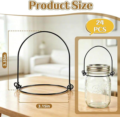 24 Pack Black Stainless Steel Wire Handles Hangers - Image 2