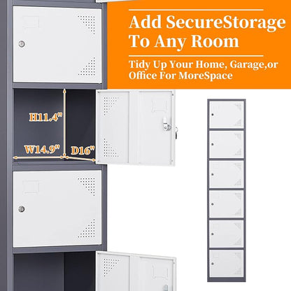 Metal Locker with 6 Doors, Lockable Locker Cabinet - Image 4
