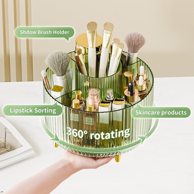 360° Rotate Makeup Brush Holder Organizer, Makeup Organizers Countertop - Image 2