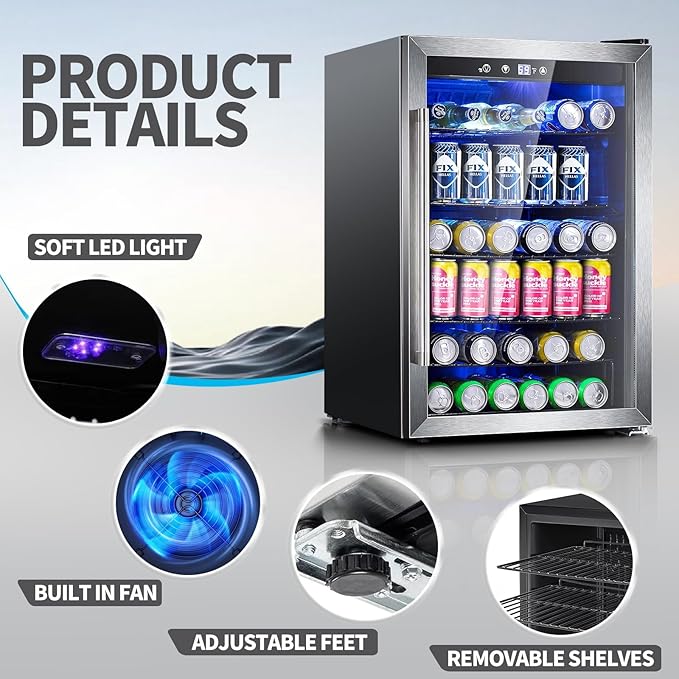 Antarctic Star Beverage Refrigerator, 145 Can Mini Fridge, Freestanding wine - Image 3