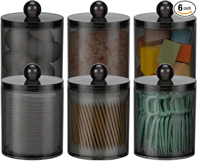 6 Pack Acrylic Qtip Holder Dispenser by AOZITA