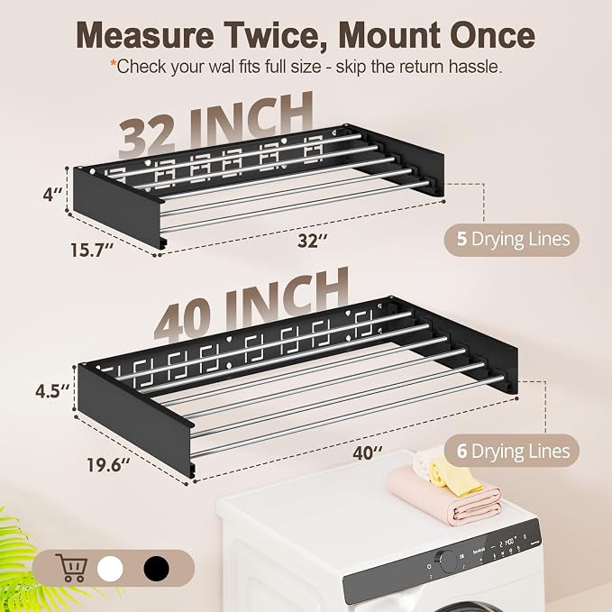 Wall Mounted Clothes Drying Rack Folding Indoor, Foldable Laundry Drying Rack - Image 3